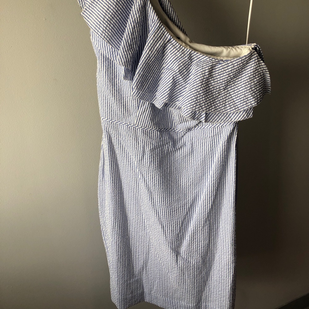 JCrew Seersucker One Shoulder dress